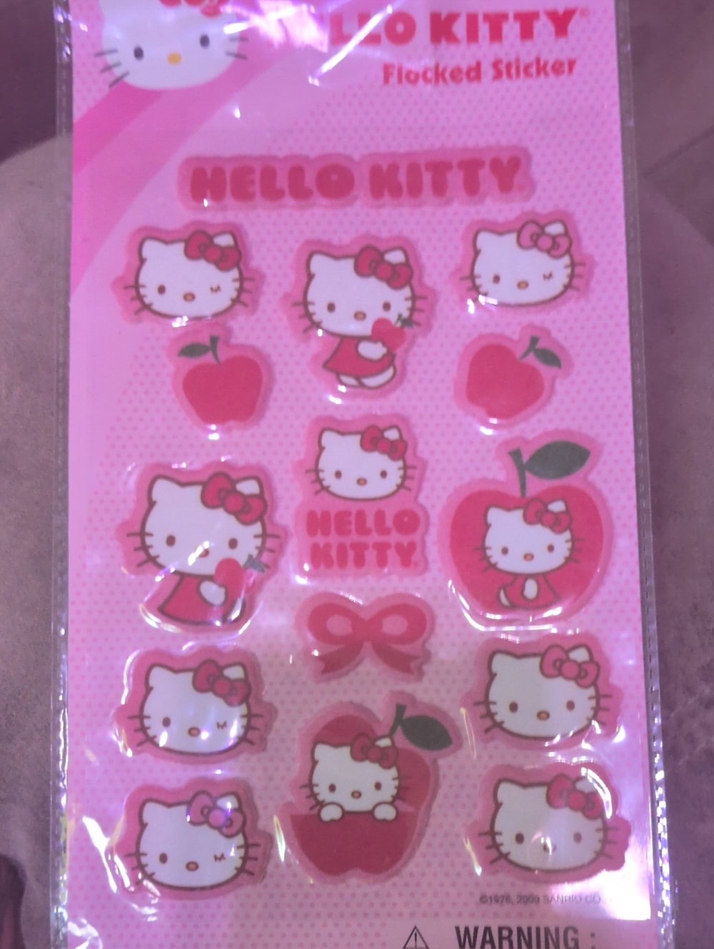 Hello Kitty Pink Flocked Sticker Sheet